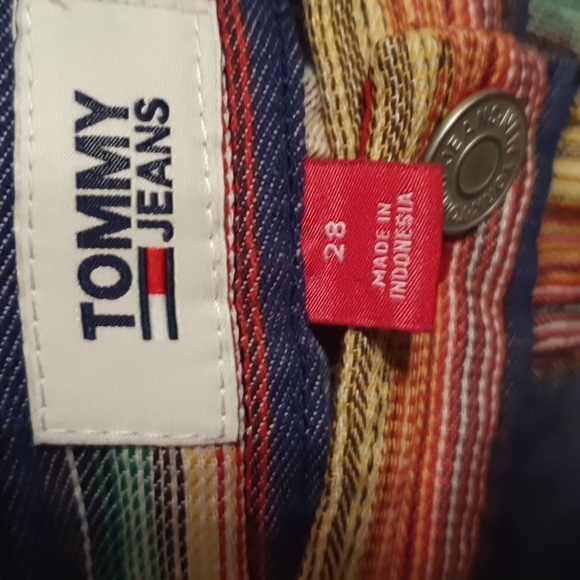 Vtg 90s Tommy Jeans Rainbow Mini Skirt sz 28 - Picture 2 of 3